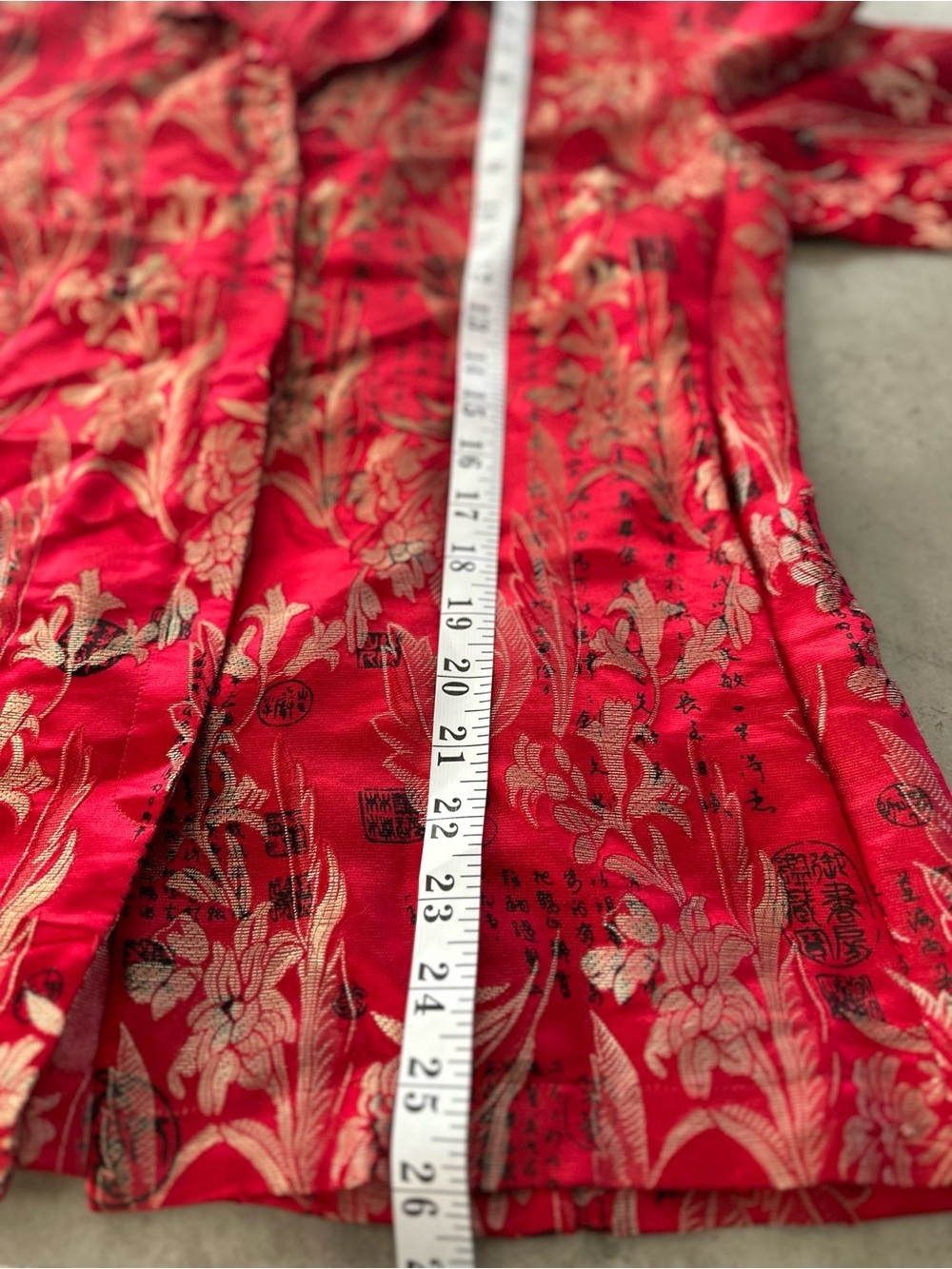 Chicos Design Silk Brocade Jacket Size 2 Red Metallic Floral Button Front - Picture 8 of 12